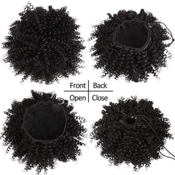 Afro Puff Ponytail Drawstring Synthetic Short Kinky Curly Pineapple Ponytail Donut Chignon Hairpieces Wig 115g Wrap Updo Hair Extensions With Two Clips 1B
