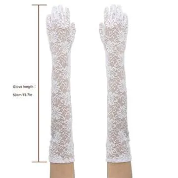 Campsis Floral Lace Gloves - Elegant 1920s Wedding Opera Party Accessory