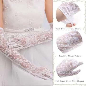 Campsis Floral Lace Gloves for Weddings and Special Events