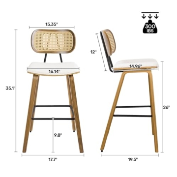 Bekrvio Mid-Century Modern Counter Stools Set of 4