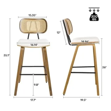 Bekrvio Mid-Century Modern Counter Stools Set of 4