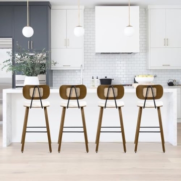 Bekrvio Mid-Century Modern Counter Stools Set of 4