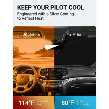 Proadsy Front Windshield Sun Shade Foldable Sunshade Protector Custom Fit 2016-2024 2025 Honda Pilot EX-L Special Edition Elite Black Edition Touring Accessories 2025 Upgrade