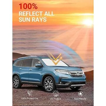 Proadsy Front Windshield Sun Shade Foldable Sunshade Protector Custom Fit 2016-2024 2025 Honda Pilot EX-L Special Edition Elite Black Edition Touring Accessories 2025 Upgrade