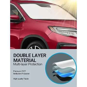 Proadsy Front Windshield Sun Shade Foldable Sunshade Protector Custom Fit 2016-2024 2025 Honda Pilot EX-L Special Edition Elite Black Edition Touring Accessories 2025 Upgrade