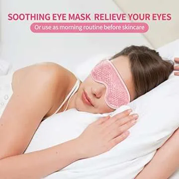 2PCS Gel Eye Mask Reusable Hot Cold Therapy Gel Bead Eye Mask for Puffiness /Dark Circles/Eye Bags /Dry Eyes/Headaches/Migraines/Stress Relief, Cooling Eye Mask Hot/Cold Compress Eye Mask (Pink)