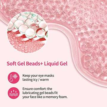 2PCS Gel Eye Mask Reusable Hot Cold Therapy Gel Bead Eye Mask for Puffiness /Dark Circles/Eye Bags /Dry Eyes/Headaches/Migraines/Stress Relief, Cooling Eye Mask Hot/Cold Compress Eye Mask (Pink)