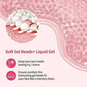 2PCS Gel Eye Mask Reusable Hot Cold Therapy Gel Bead Eye Mask for Puffiness /Dark Circles/Eye Bags /Dry Eyes/Headaches/Migraines/Stress Relief, Cooling Eye Mask Hot/Cold Compress Eye Mask (Pink)