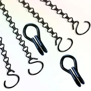 Uarepretty 2Packs 26inch 90lbs Black Heavy Duty Metal Hooks Hanging Chains Hangers for Garden, Balcony, Yard, Kitchen, for Hanging Plant Pots,Planters,Bird Feeder,Lanterns, Billboard Etc.