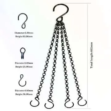 Uarepretty 2Packs 26inch 90lbs Black Heavy Duty Metal Hooks Hanging Chains Hangers for Garden, Balcony, Yard, Kitchen, for Hanging Plant Pots,Planters,Bird Feeder,Lanterns, Billboard Etc.