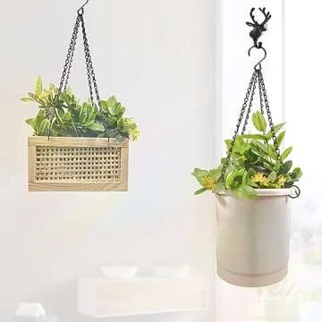 Uarepretty 2Packs 26inch 90lbs Black Heavy Duty Metal Hooks Hanging Chains Hangers for Garden, Balcony, Yard, Kitchen, for Hanging Plant Pots,Planters,Bird Feeder,Lanterns, Billboard Etc.