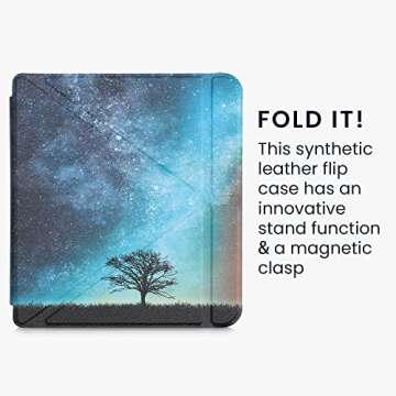 kwmobile Origami Case Compatible with Kobo Libra 2 - Case Slim Premium PU Leather Cover with Stand -...