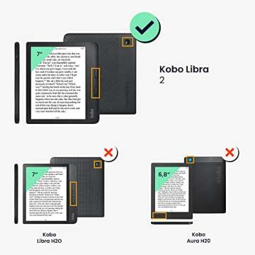 kwmobile Origami Case Compatible with Kobo Libra 2 - Case Slim Premium PU Leather Cover with Stand - Cosmic Nature Blue/Grey/Black