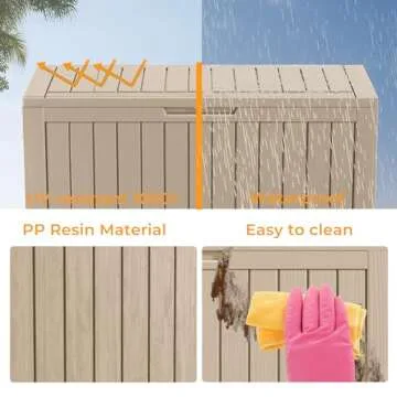 GYMHILL Outdoor Deck Box Waterproof Resin Storage Box with Lockable Indoor Outdoor Storage Bin for Patio Cushions,Patio Furniture, Gardening Tools,Pool Accessories (80 Gal Grey)