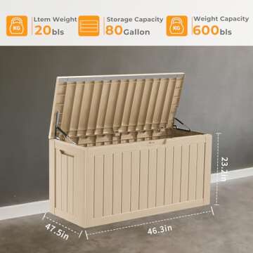 GYMHILL Outdoor Deck Box Waterproof Resin Storage Box with Lockable Indoor Outdoor Storage Bin for Patio Cushions,Patio Furniture, Gardening Tools,Pool Accessories (80 Gal Grey)