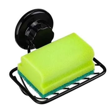 iPEGTOP Super Powerful Vacuum Suction Cup Shower Soap Dish - Strong Rustproof Stainless Steel Soap Saver Sponge Holder for Bathroom & Kitchen Sink, Black