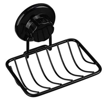 iPEGTOP Super Powerful Vacuum Suction Cup Shower Soap Dish - Strong Rustproof Stainless Steel Soap Saver Sponge Holder for Bathroom & Kitchen Sink, Black