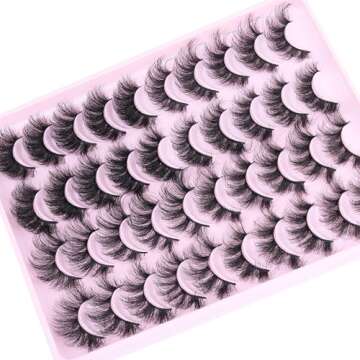 Fluffy Mink Lashes - 20 Pairs for Natural Volume