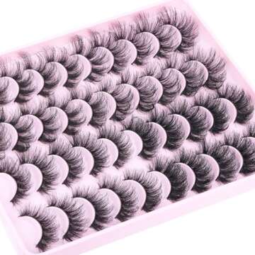 Fluffy Mink Lashes - 20 Pairs for Natural Volume