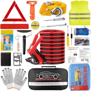 CYECTTR Car Roadside Emergency Kit,Auto Vehicle Truck Safety Emergency Road Side Assistance Kits wit...