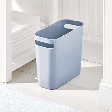 mDesign Small Trash Can - 1.5 Gallon Light Blue Bin