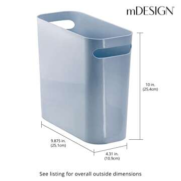 mDesign Small Trash Can - 1.5 Gallon Light Blue Bin