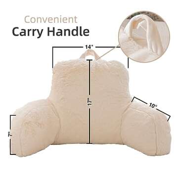 A Nice Night Faux Fur Reading Pillow Bed Wedge Large Adult Children Backrest with Arms Back Support ...
