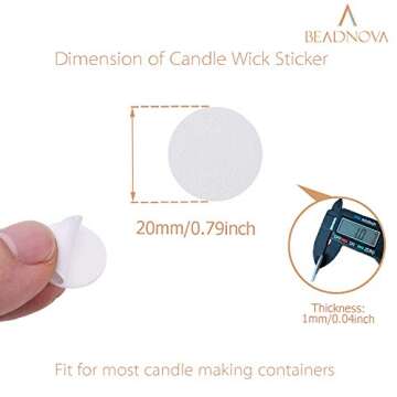 BEADNOVA 70pcs Double Sided Candle Wick Stickers for Candle Making DIY