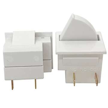 2Pcs Refrigerator Door Light Switch 2 Feet Compatible for GE Whirlpool, Maytag, Admiral, Amana, Kenmore, KitchenAid, Magic Chef Freezer Momentary Fridge Switch 2Pin NC AC 250V 2A-2.5A