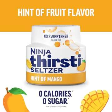 Ninja Thirsti Flavored Water Drops, SELTZER Mango, Crisp and Refreshing Sparkling Water, Zero Calori...