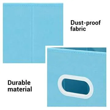 MaidMAX Cloth Storage Bin with Dual Plastic Handles for Home Closet Nursery Drawers Organizers, Foldable, 6 Colors, 10.5×10.5×11 inches, Set of 6