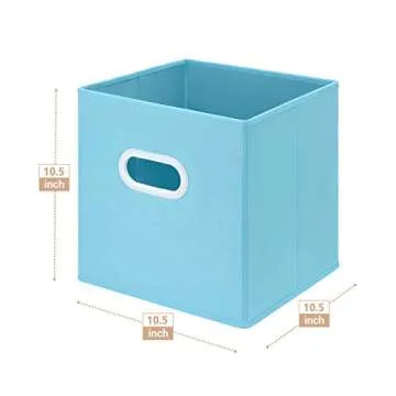 MaidMAX Cloth Storage Bin with Dual Plastic Handles for Home Closet Nursery Drawers Organizers, Foldable, 6 Colors, 10.5×10.5×11 inches, Set of 6