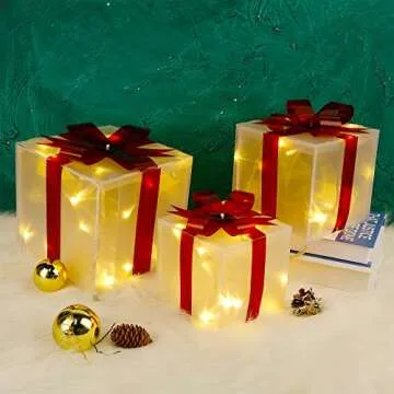 Twinkle Star Christmas Lighted Gift Boxes for Holidays