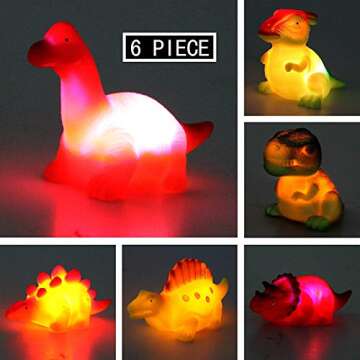 JOYIN 6 Pcs Prefilled Easter Eggs with Floating Dinosaur Light-up Bath Toys, Luminous Bathtub Toys f...