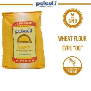 POLSELLI Super, Tipo 00, Double Zero, Type OO, Roman Style Pizza Flour for In Teglia, al Tagio, Pinsa, Pala, W 300+ Formulated for a long 72+ hour Fermintation and rise, (5 kg) 11 lbs