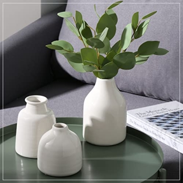 Elegant White Ceramic Vases Set of 3 for Home Decor