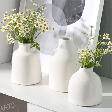 Elegant White Ceramic Vases Set of 3 for Home Decor
