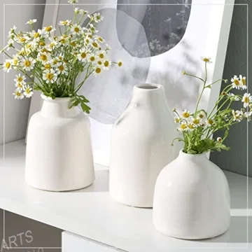 Elegant White Ceramic Vases Set of 3 for Home Decor
