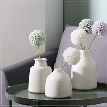 Elegant White Ceramic Vases Set of 3 for Home Decor