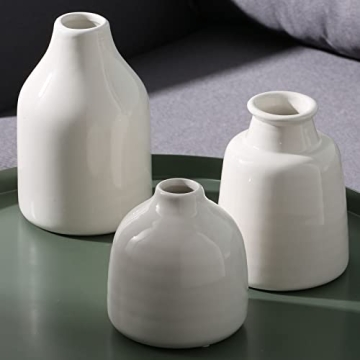 Elegant White Ceramic Vases Set of 3 for Home Decor