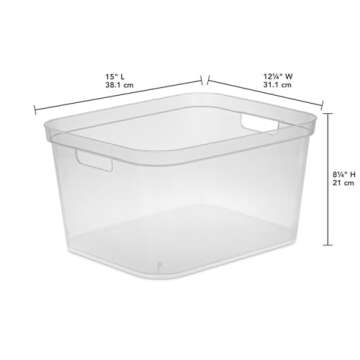 Sterilite 8.25x12.25x15 Inch Modern Polished Storage Bin w/Comfortable Carry Through Handles & Bande...