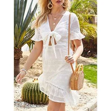 Conmoto Sexy Cotton Ruffle Mini Dress for Women