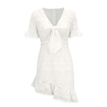 Conmoto Sexy Cotton Ruffle Mini Dress for Women