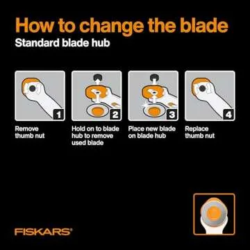 Fiskars 45mm Rotary Cutter for Fabric, Premium Steel Stick Fabric Cutter Cuts Through Multiple Layers, Right and Left Handed, Easy and Safe Blade Change, Arts and Crafts, Sewing and Quilting Tools