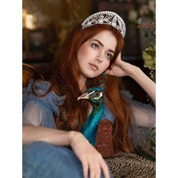SWEETV Pearl Tiara for Women, Stunning Wedding Crown