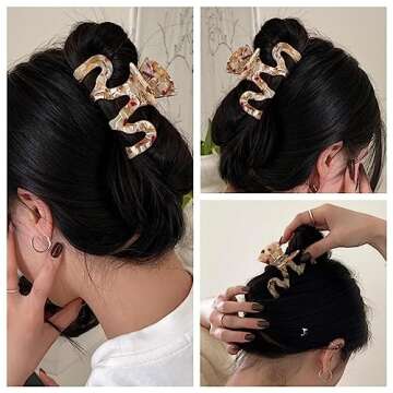 Hair Claw Clips Cutout Tortoise Shell Celluloid Hair Jaw Clips Large Hair Catch Clamps Barrettes Headwear Accessories for Women Ladies (2 Pack)