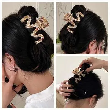 Hair Claw Clips Cutout Tortoise Shell Celluloid Hair Jaw Clips Large Hair Catch Clamps Barrettes Headwear Accessories for Women Ladies (2 Pack)