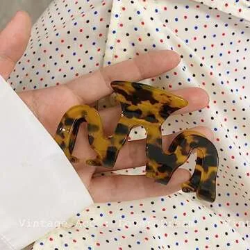 Hair Claw Clips Cutout Tortoise Shell Celluloid Hair Jaw Clips Large Hair Catch Clamps Barrettes Headwear Accessories for Women Ladies (2 Pack)