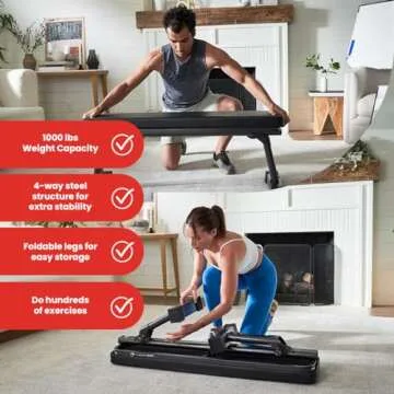 Finer Form Gym Quality Foldable Flat Bench for Multi-Purpose Weight Training and Ab Exercises - Free PDF Workout Chart Included