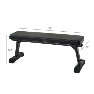Finer Form Gym Quality Foldable Flat Bench for Multi-Purpose Weight Training and Ab Exercises - Free PDF Workout Chart Included